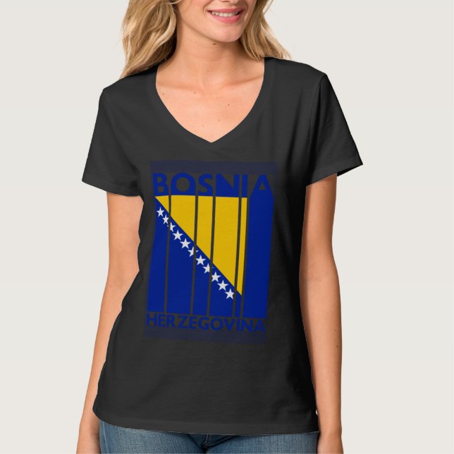 Camiseta Bosnia and Herzegovina  Vintage Bosnian Flag (Anverso)