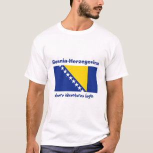 Camiseta Bosnia Herzegovina Bandera + Mapa + Texto