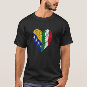 Camiseta Bosnia Italia Corazón Bandera Italiana Bandera Bos