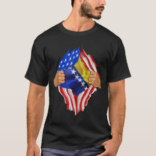 Camiseta Bosnia Roots Estados Unidos Bandera Patrimonio Bos