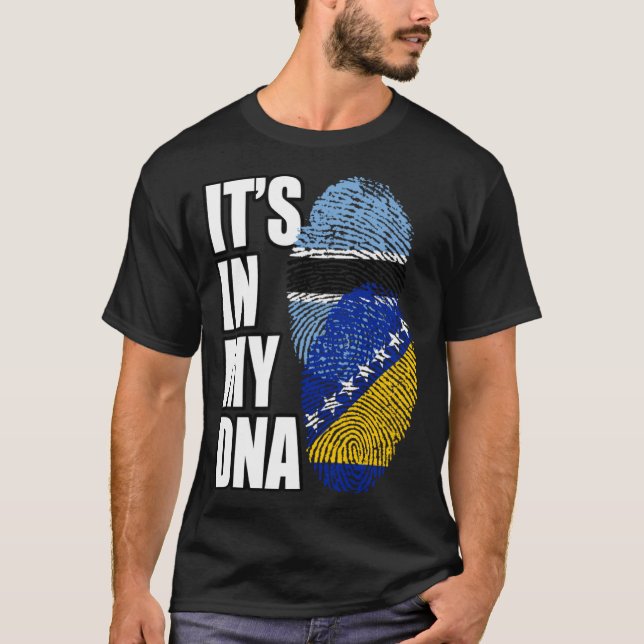 Camiseta Bosnio Y Botsuana Mezclan Patrimonio De La Bandera (Anverso)
