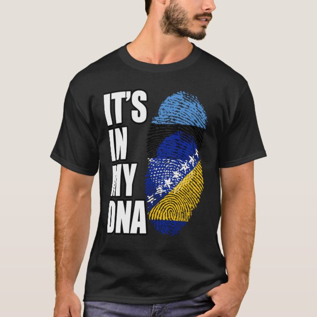 Camiseta Bosnio Y Estonio Mezclan Patrimonio De La Bandera  (Anverso)