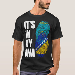 Camiseta Bosnio Y Kazajistán Mezclan Bandera Del Patrimonio