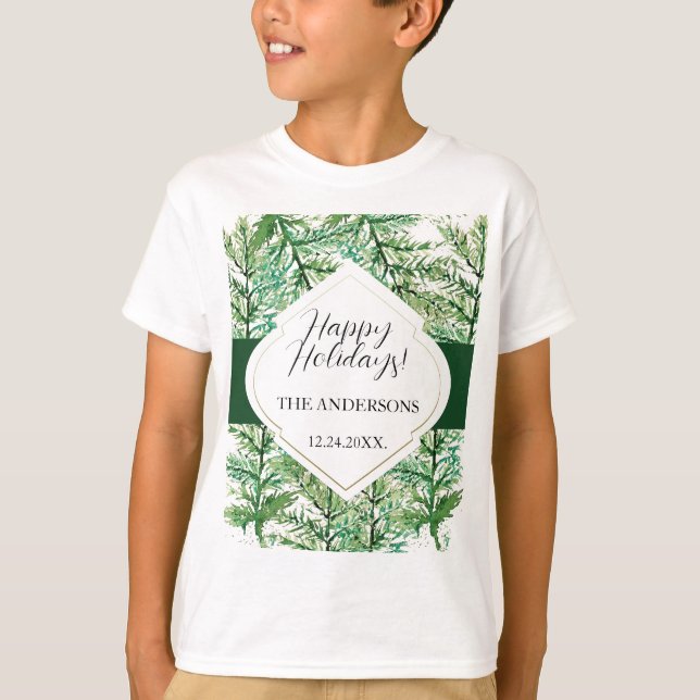 Camiseta Bosque Artístico de Acuarela Verde (Anverso)