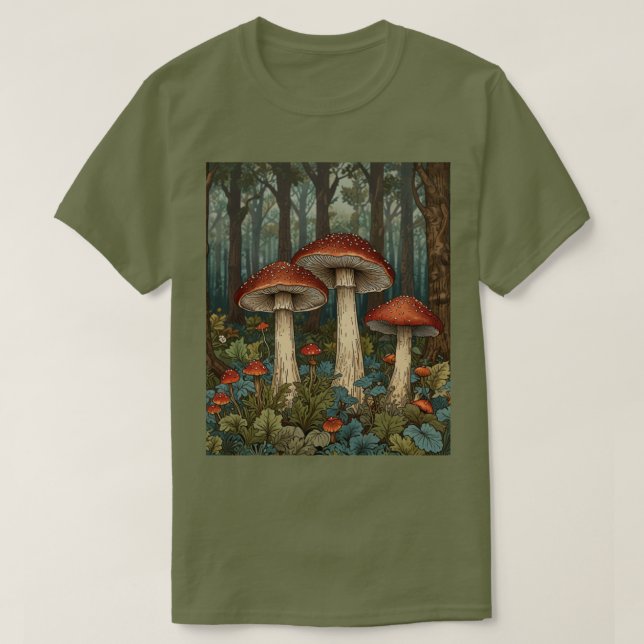 Camiseta Bosque boscoso de setas vintage de Boho (Diseño del anverso)
