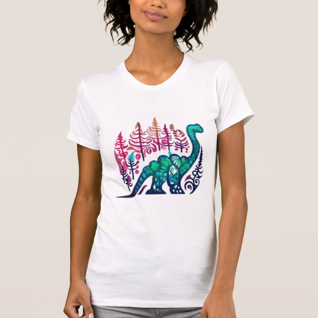 Camiseta Bosque colorido de Baby Stegosaurus Dinosaur (Anverso)