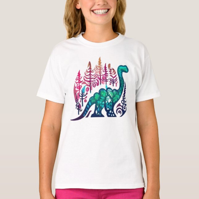 Camiseta Bosque colorido de Baby Stegosaurus Dinosaur (Anverso)