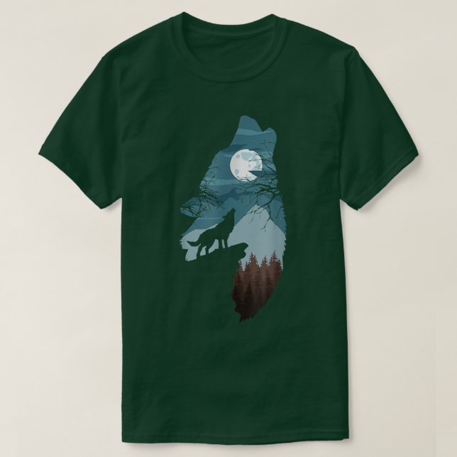 Camiseta Bosque con perro FullMoon y Howling Wolfwolf (Diseño del anverso)