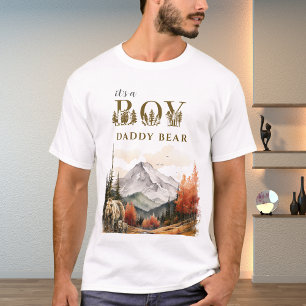 Camiseta Bosque de Acuarela Blanca Baby Shower Papá