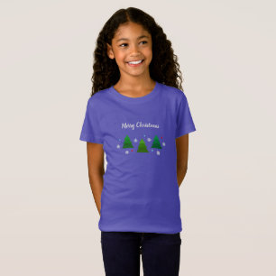 Camiseta Bosque de árboles de Navidad, copos de nieve, punt