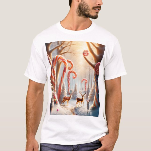 Camiseta Bosque de Bastones de Caramelo de Navidad (Anverso)