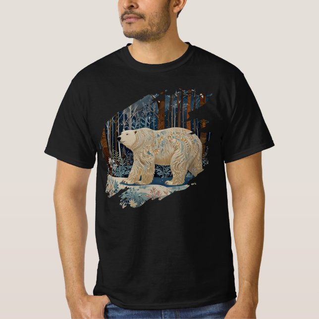Camiseta Bosque de bosques de invierno de oso blanco retro (Anverso)