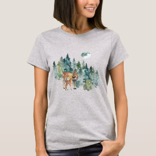 Camiseta Bosque de Ciervos Cervatillo Luna Llena Nieve Navi