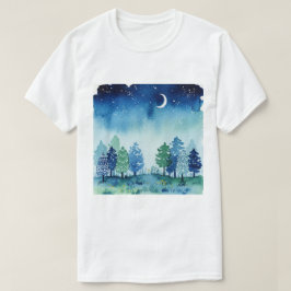 Camiseta Bosque de coníferas bajo un cielo estrellado