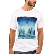 Bosque de coníferas bajo un cielo estrellado