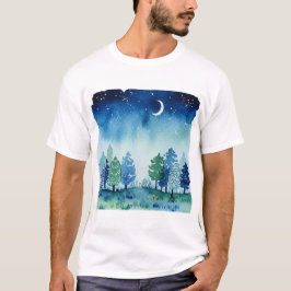 Camiseta Bosque de coníferas bajo un cielo estrellado