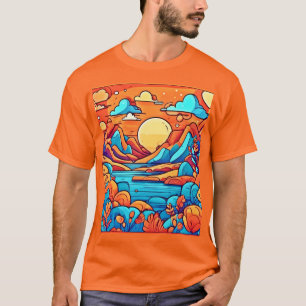 Camiseta Bosque de dibujos animados arcoíris impresionante