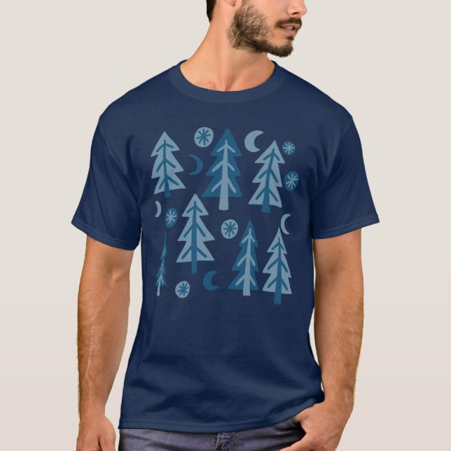 Camiseta Bosque de Estrellas de Luna de Árboles de Invierno (Anverso)