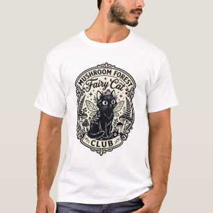 Camiseta Bosque de Hongos Hada Gato Divertido Gato Gráfico