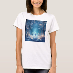 Camiseta Bosque de invierno encantado con ciervo majestuoso
