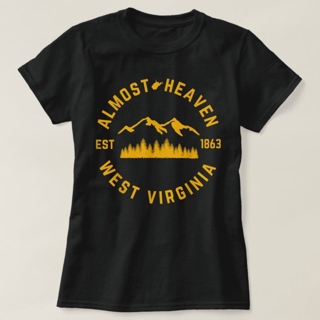 Camiseta Bosque de las montañas de Virginia Occidental casi (Diseño del anverso)