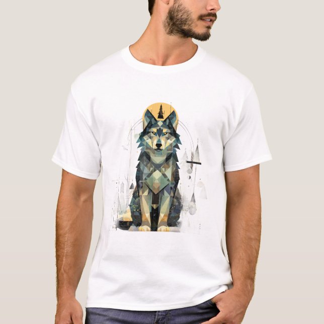 Camiseta Bosque de lobo abstracto (Anverso)