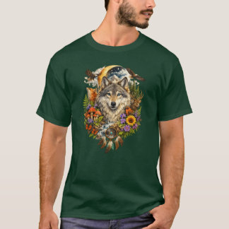 Camiseta Bosque de lobo místico Fantasía | PNG transparente