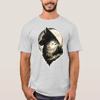 Camiseta Bosque de lobo silueta de la naturaleza vida silve