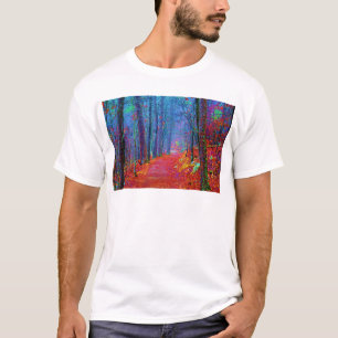 Camiseta Bosque de luz negra pintura al óleo