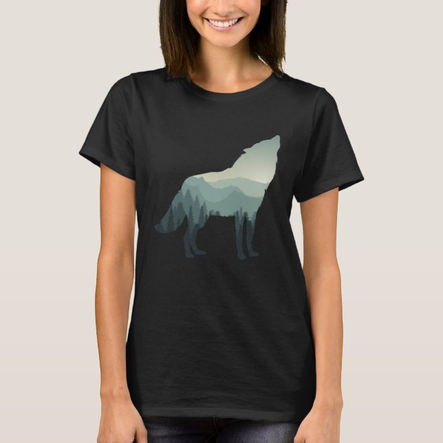 Camiseta Bosque de montaña Wolf Howling (Anverso)