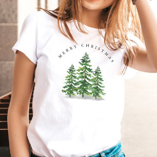 Camiseta Bosque de Navidad de Pino Acuarela