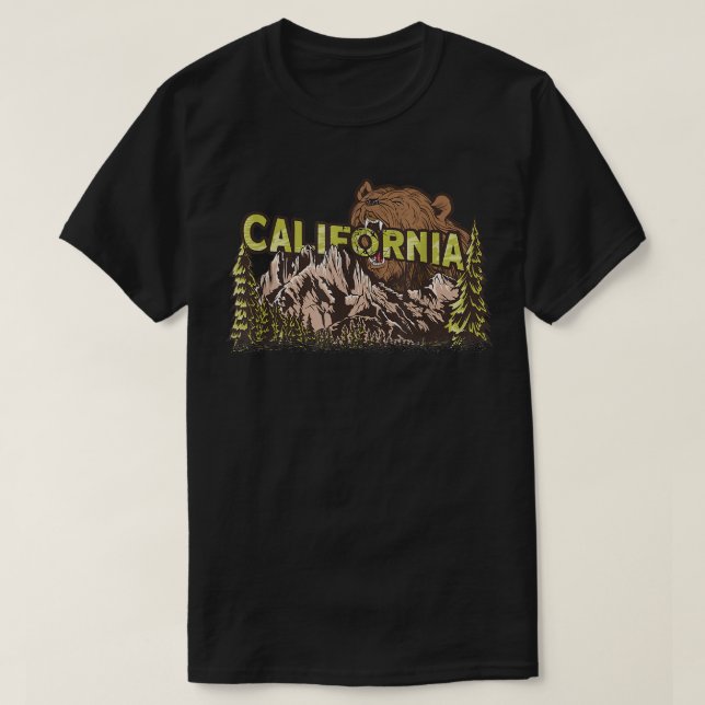 Camiseta Bosque de oso de California y montañas (Diseño del anverso)