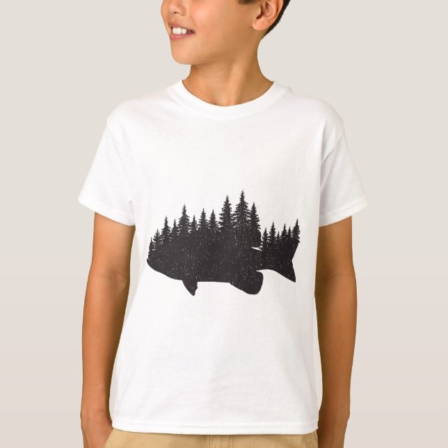 Camiseta Bosque de Pesca de Bass - Largemouth Smallmouth Fi (Anverso)
