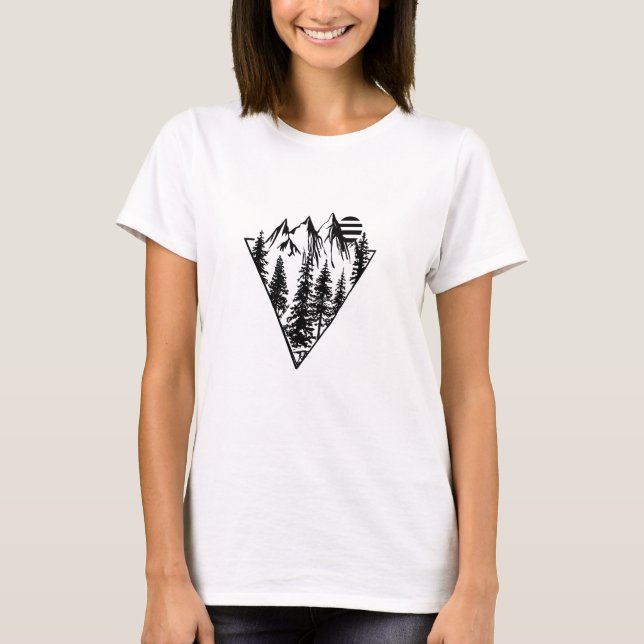 Camiseta Bosque de pinos paisajísticos mínimo (Anverso)