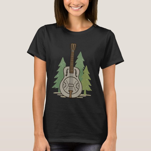Camiseta Bosque de Steel Dobro – Arte de Amante de la Músic (Anverso)