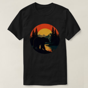 Camiseta Bosque de vida silvestre retro oso al aire libre n