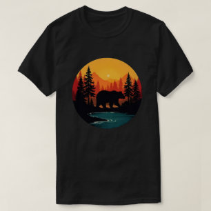 Camiseta Bosque de vida silvestre retro oso naturaleza al a
