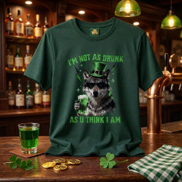 Camiseta Bosque Divertido Verde No Estoy Tan Borracho Lobo 