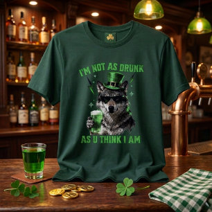 Camiseta Bosque Divertido Verde No Estoy Tan Borracho Lobo