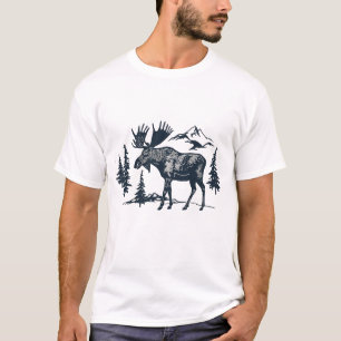 Camiseta Bosque invernal de alces en el lago