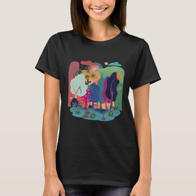 Camiseta Bosque Lluvioso Tranquilo y Colorido (Anverso)