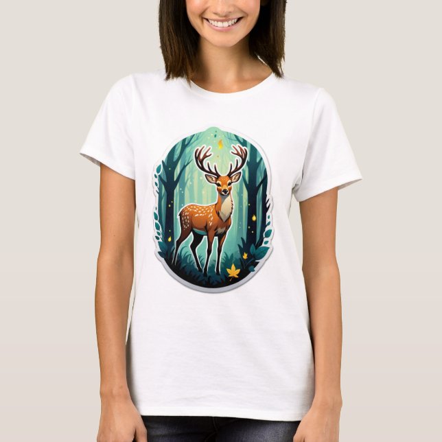 Camiseta Bosque Mágico de Ciervos (Anverso)