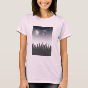 Camiseta Bosque Místico de la Luna Paisaje Nocturno Estrell