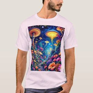 Camiseta Bosque místico en flor bajo las estrellas