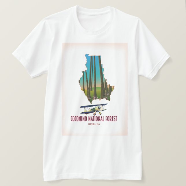 Camiseta Bosque Nacional Coconino Arizona EE. UU. mapa (Anverso del diseño)