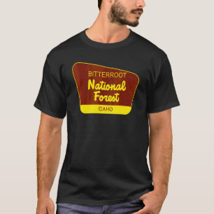 Camiseta Bosque nacional de Bitterroot Rótulo Retro Idaho