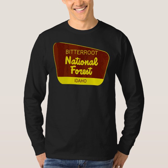 Camiseta Bosque nacional de Bitterroot Rótulo Retro Idaho (Anverso)