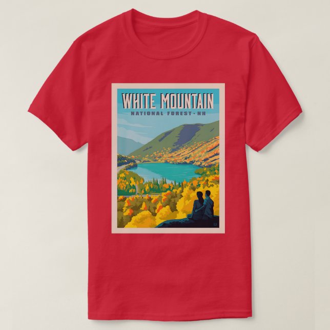 Camiseta Bosque nacional de Montaña Blanca New Hampshire (Diseño del anverso)