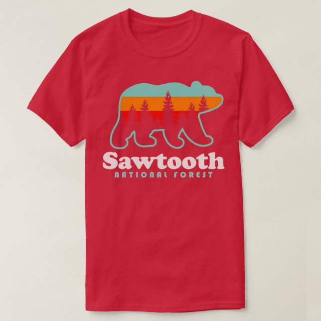 Camiseta Bosque nacional Sawtooth Camping Idaho Senderismo  (Diseño del anverso)