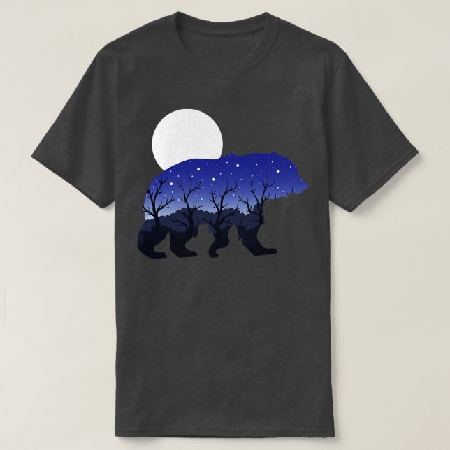 Camiseta Bosque natural Animal Moon Night Brown Bear (Diseño del anverso)
